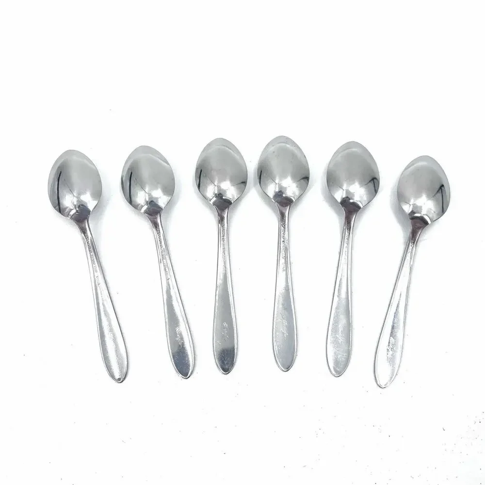 HBCo Everglo HEATHER Pattern Stainless Demitasse Small Coffee Tea Spoons 6 PC
